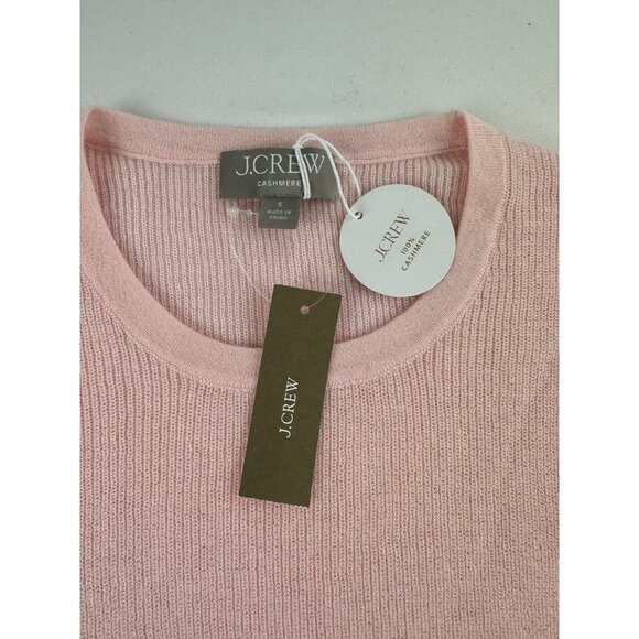 NWT J. Crew Ribbed Featherweight Cashmere T-shirt Soft Blossom Pink Size Small - Picture 5 of 7